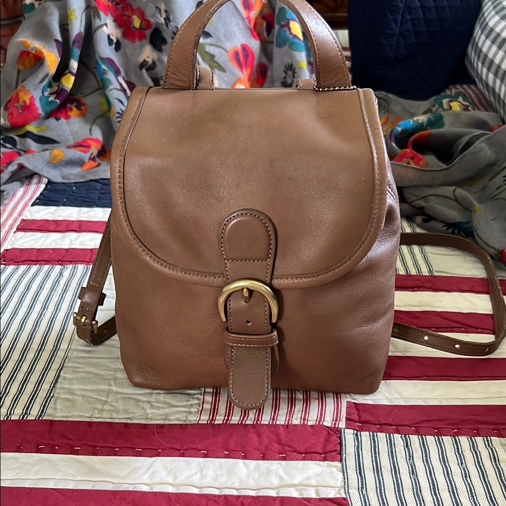 Coach Bantam Leather Backpack with Gold-Tone Details